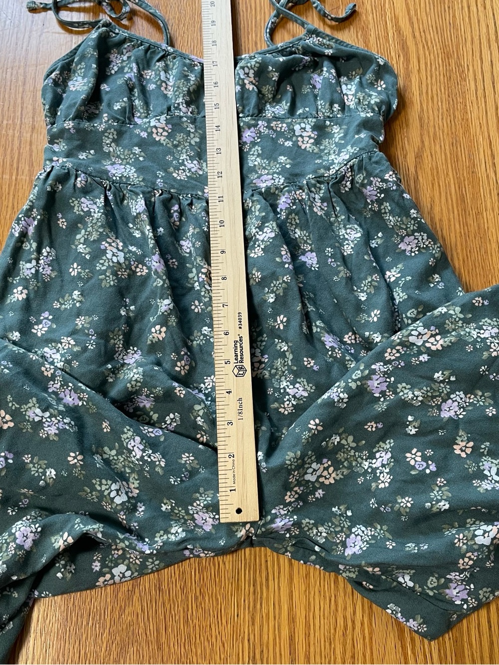 Arizona Green Floral Empire Waist Wide Leg Cami Jumpsuit Romper Small - Picture 9 of 10
